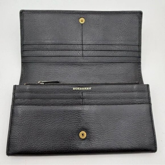 Burberry Black Quilted Patent Leather Long Wallet w/Gold Tone Logo Plate - Picture 7 of 12